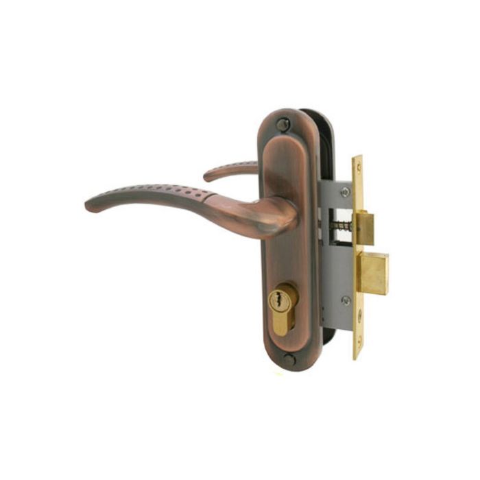 Замок врезной "СТАНДАРТ" Россия 132/50 AC, с ручкой, цвет старая медь