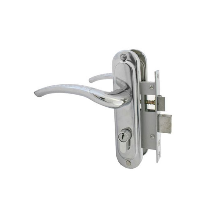 Замок врезной "СТАНДАРТ" Россия 132/50 CP, с ручкой, цвет хром