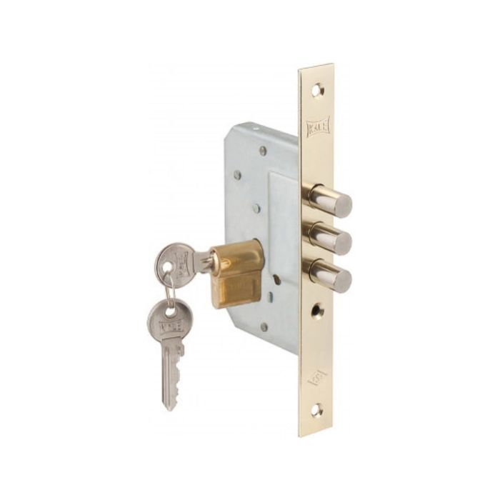 Замок врезной KALE 189/3M, 68 мм, ц/м, 3 ключа, б/ручки, цвет латунь