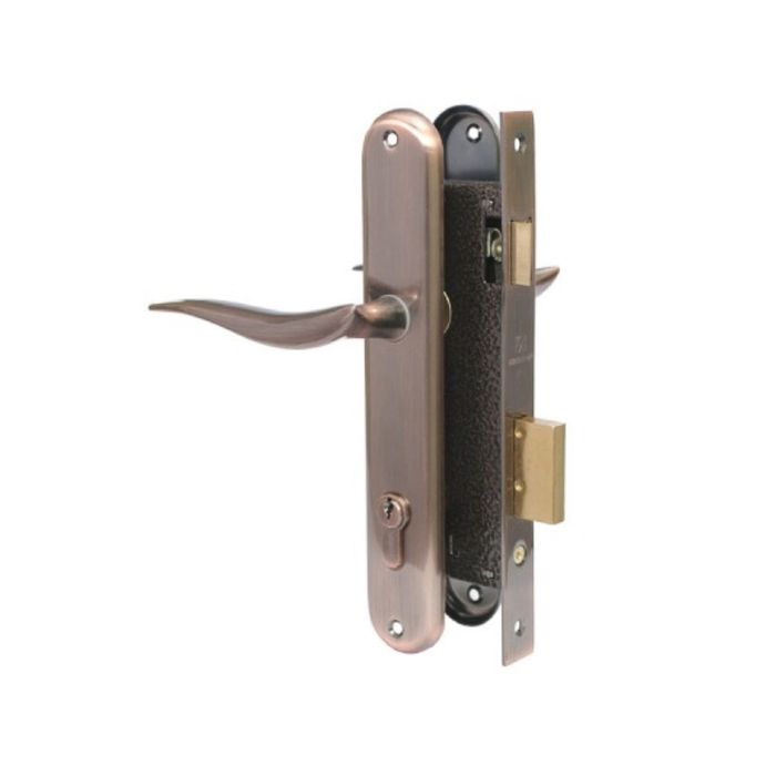 Замок врезной "АЛЛЮР" 0205 AC, с ручкой, цвет старая медь