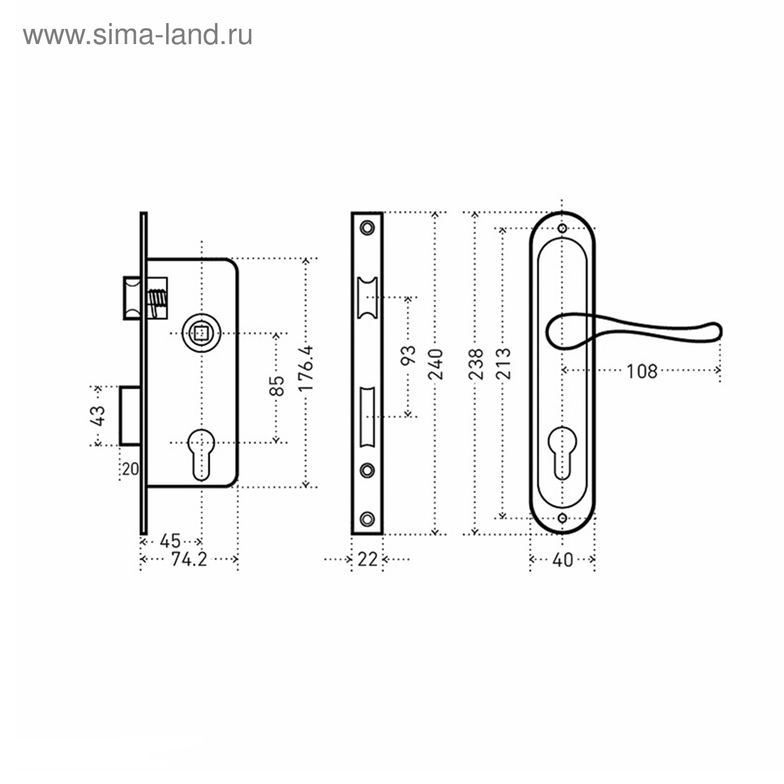 Замок врезной аллюр 0205