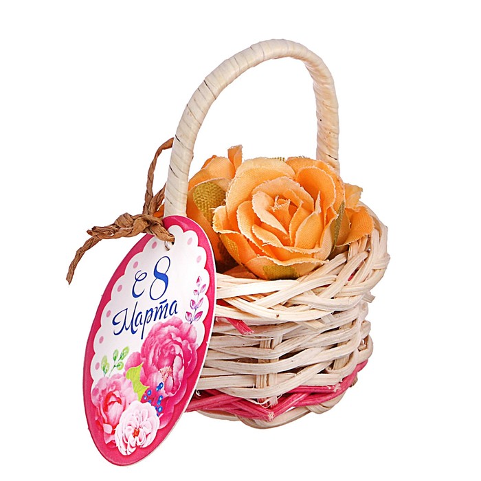 Магнит-корзина с цветами "С 8 Марта", 5 см
