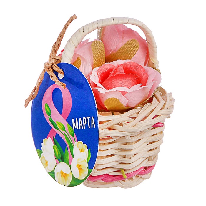 Магнит-корзина с цветами "8 Марта", 5 см