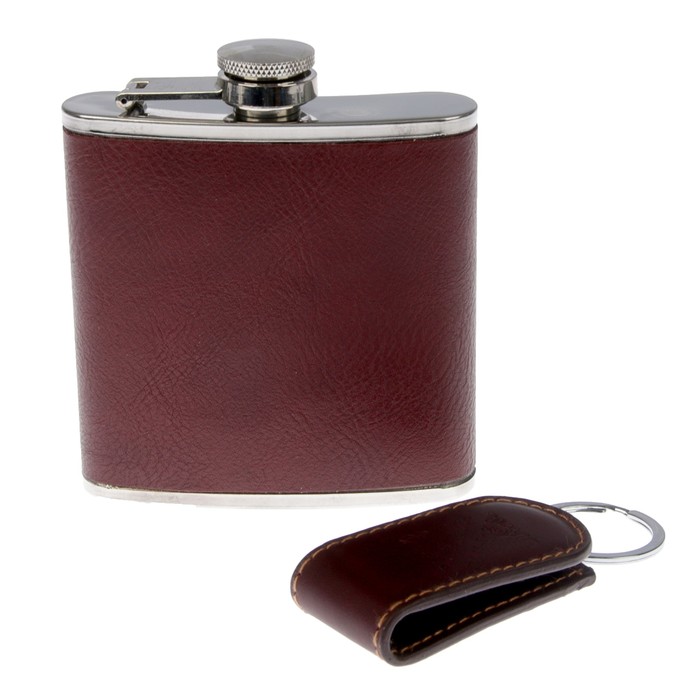 Набор 2 в 1: фляжка бордовая, 180 мл + брелок