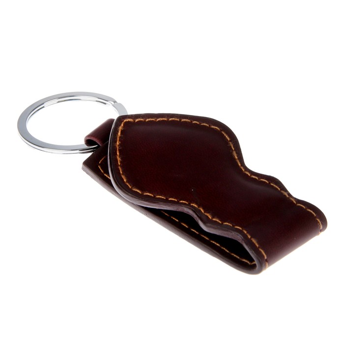 Набор 2 в 1: фляжка 180 мл, простроченная кожа + брелок