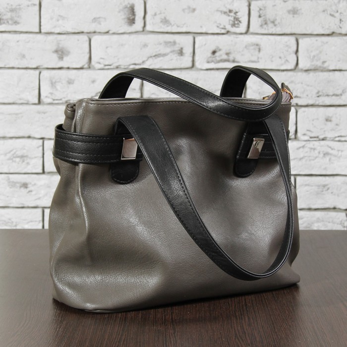 Сумка женская, отдел на молнии, наружный карман, регулируемый ремень, цвет серый/чёрный