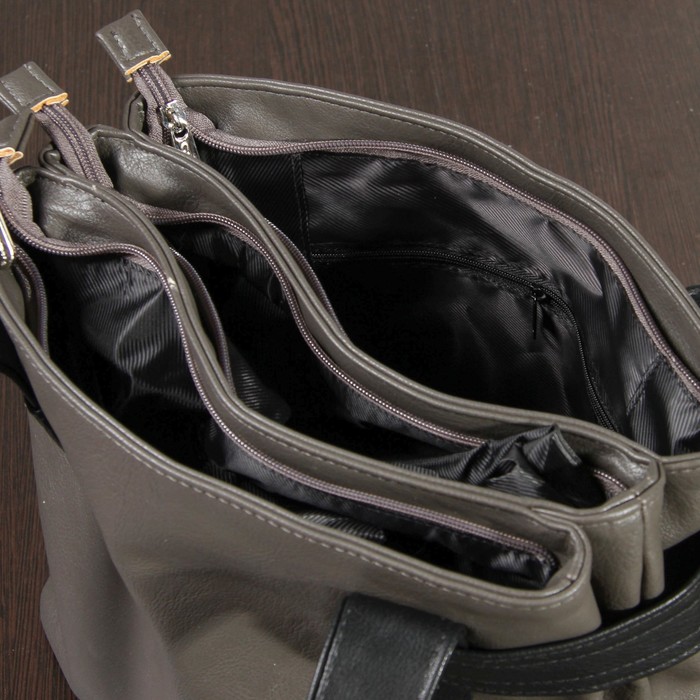 Сумка женская, отдел на молнии, наружный карман, регулируемый ремень, цвет серый/чёрный