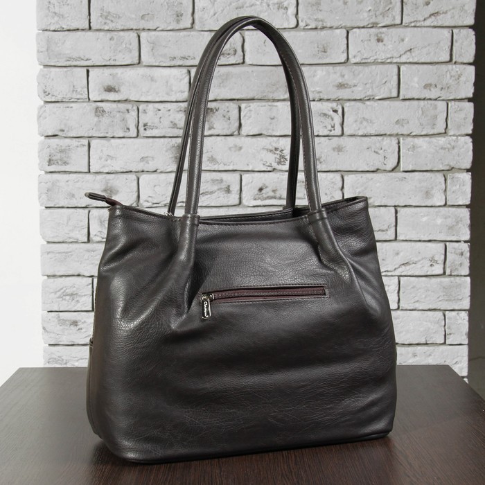 Сумка женская, 2 отдела на молниях, наружный карман, крокодил, цвет коричневый