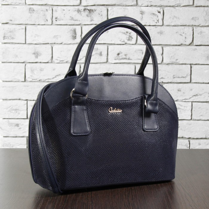 Сумка женская, 2 отдела с перегородкой на молнии, наружный карман, рептилия, цвет синий