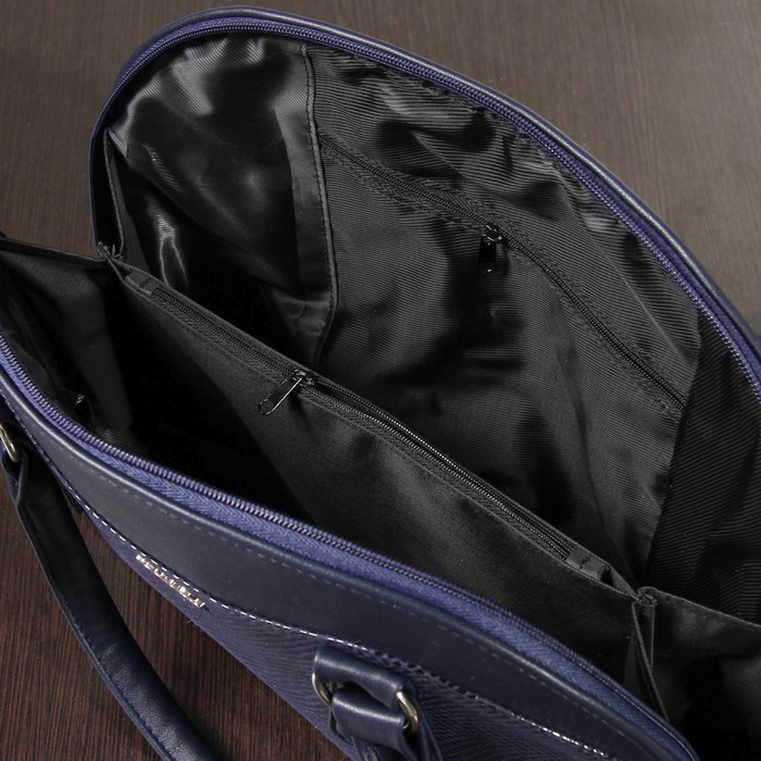 Сумка женская, 2 отдела с перегородкой на молнии, наружный карман, рептилия, цвет синий