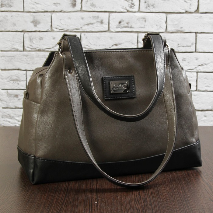 Сумка женская на молнии, 3 отдела, наружный карман, цвет коричневый/чёрный