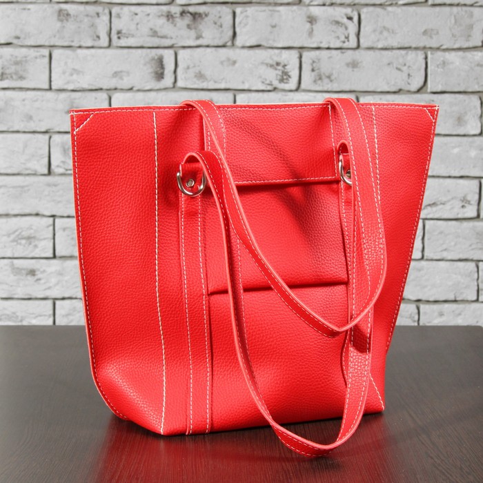 Сумка женская, отдел на молнии, наружный карман, цвет красный