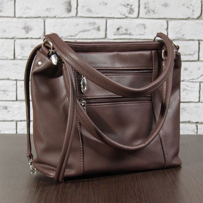 Сумка женская, отдел на молнии, 2 наружных кармана, регулируемый ремень, цвет шоколадный