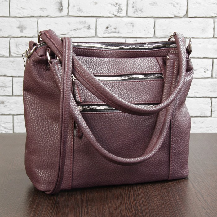 Сумка женская, отдел на молнии, 2 наружных кармана, регулируемый ремень, цвет фиолетовый