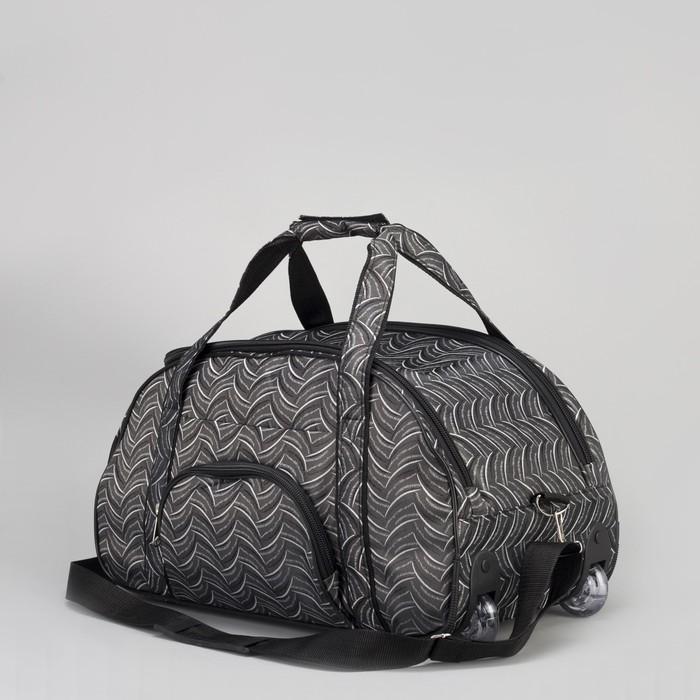 Сумка дорожная на колесах, отдел на молнии, наружный карман, регулируемый ремень, цвет серый