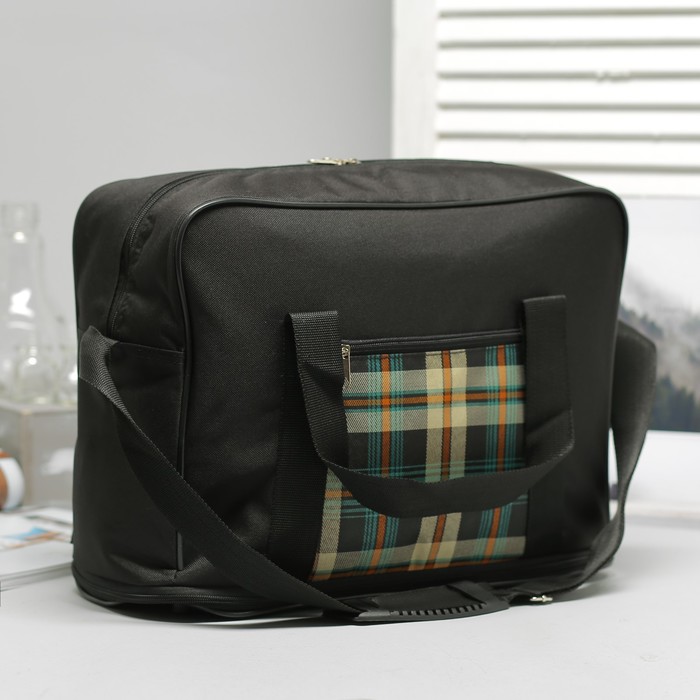 Сумка дорожная, с расширением, отдел на молнии, наружный карман, регулируемый ремень, цвет чёрный