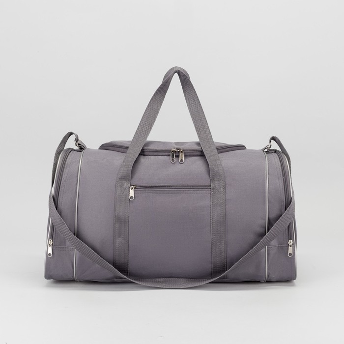Сумка спортивная, отдел на молнии, 3 наружных кармана, регулируемый ремень, цвет серый