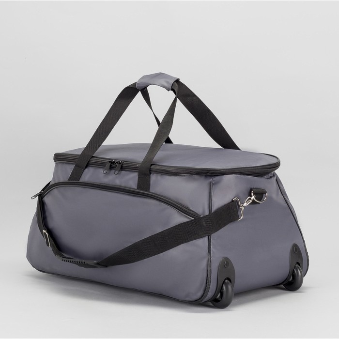 Сумка дорожная на колёсах, отдел на молнии, наружный карман, регулируемый ремень, цвет серый