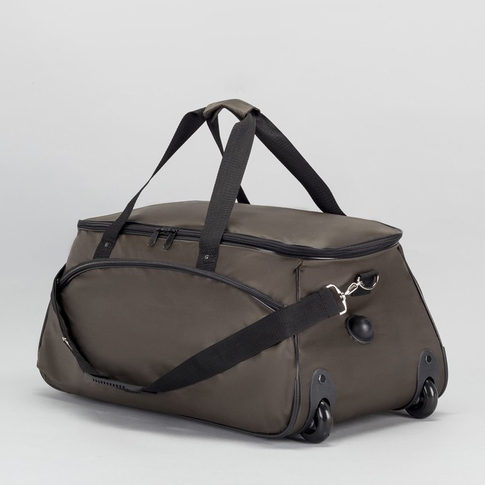 Сумка дорожная на колёсах, отдел на молнии, наружный карман, регулируемый ремень, цвет хаки