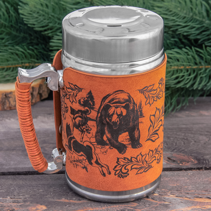 Термокружка с ситечком "Медведь и собаки", 350 мл