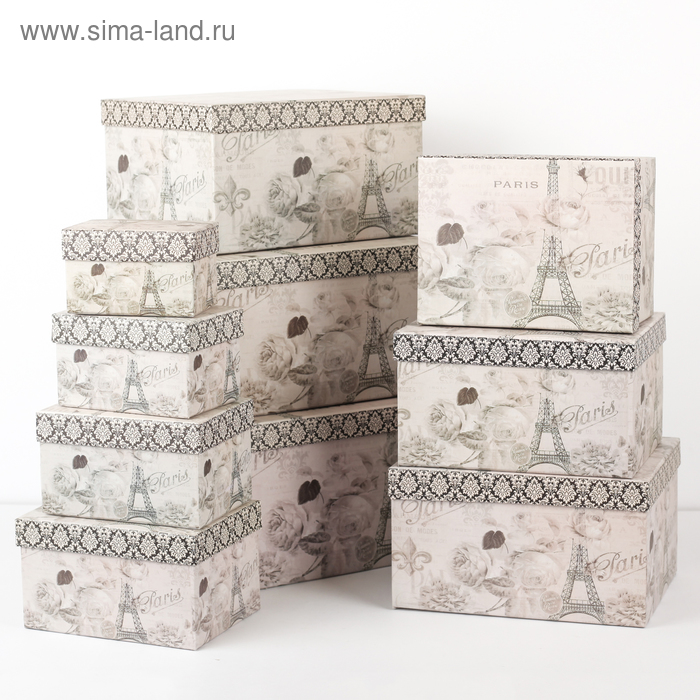 

Набор коробок 10 в 1, 30,5 х 25,5 х 16,5 - 12,5 х 7,5 х 7,5 см