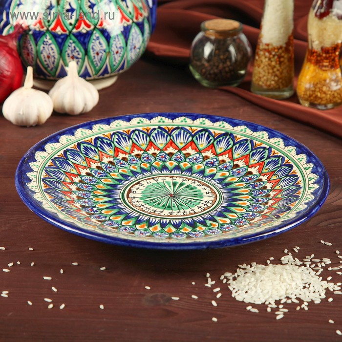 Тарелка Риштанская Керамика Узоры, 28 см, синяя тарелка риштанская керамика узоры 28 см красная