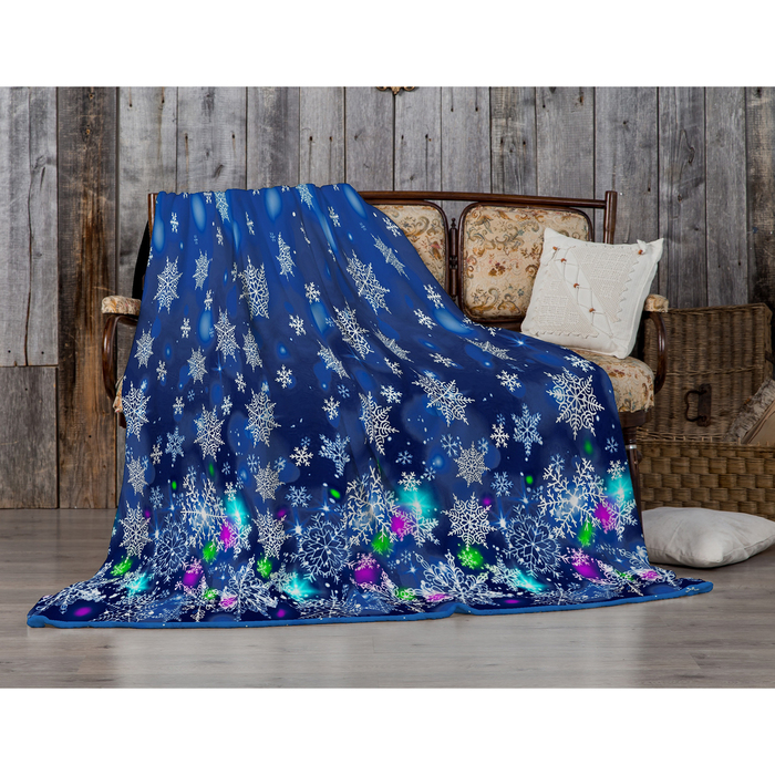 Плед Павлина "Праздничная феерия" синий , 150*200 см, аэрософт 190гр/м2,пэ100%