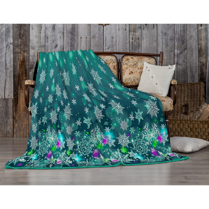 Плед Павлина "Праздничная феерия" зеленый 150*200 см, аэрософт 190гр/м2,пэ100%