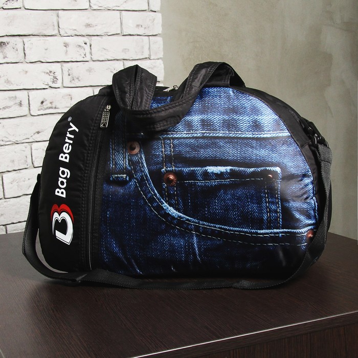 Сумка спортивная "Джинсы", отдел на молнии, наружный карман, регулируемый ремень