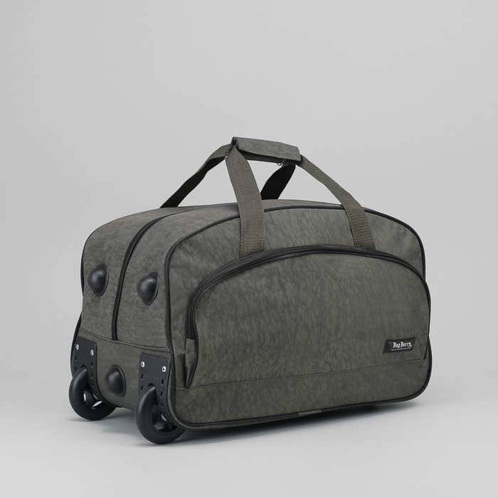 Сумка дорожная на колёсах, отдел на молнии, наружный карман, цвет зелёный