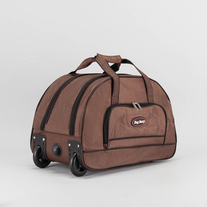 Сумка дорожная на колёсах, отдел на молнии, наружный карман, цвет коричневый