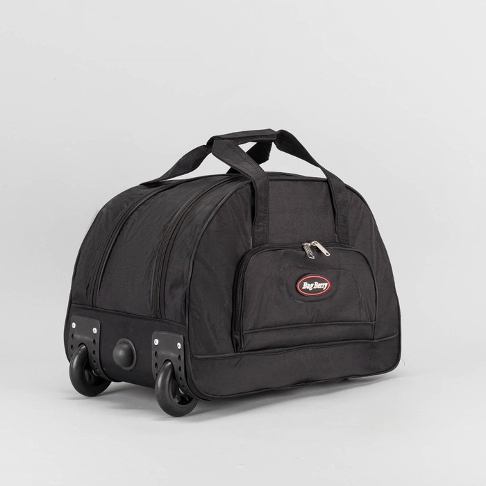 Сумка дорожная на колёсах, отдел на молнии, наружный карман, цвет чёрный