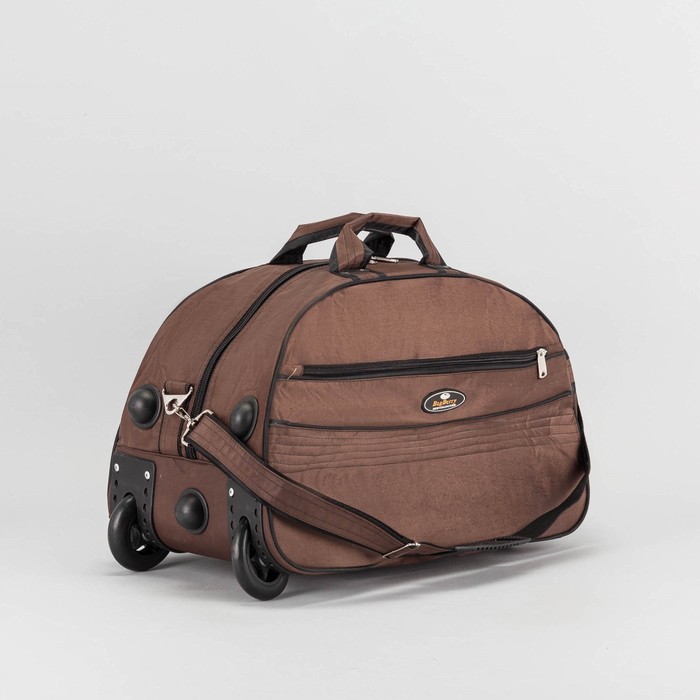 Сумка дорожная на колёсах, отдел на молнии, наружный карман, цвет коричневый