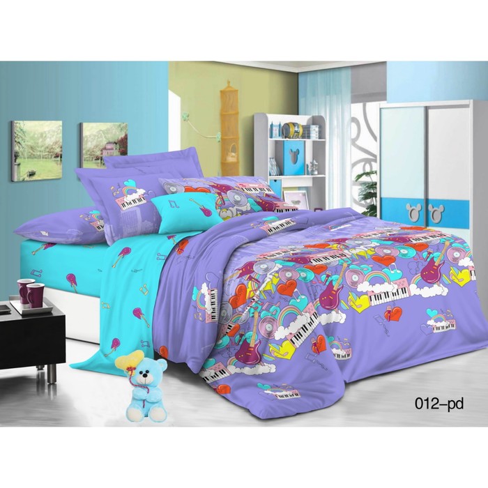 КПБ 1,5 сп "Мелодия", размер 145х215 см, 150х220 см, 50х70 см-2 шт., поплин 53/012-PD