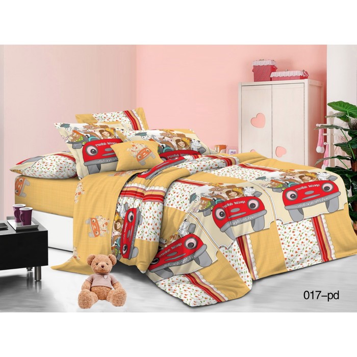 КПБ 1,5 сп "Весёлая компания", размер 145х215 см, 150х220 см, 50х70 см-2 шт., поплин 53/017-PD   297