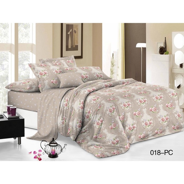 КПБ евро Pure cotton, 200х220 см, 220х240 см, 50х70 см-2 шт, 70х70 см-2 шт., поплин 31/018-PC   2973