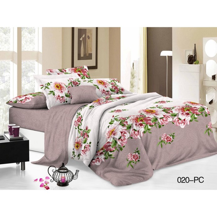 КПБ евро Pure cotton, 200х220 см, 220х240 см, 50х70 см-2 шт, 70х70 см-2 шт., поплин 31/020-PC   2973