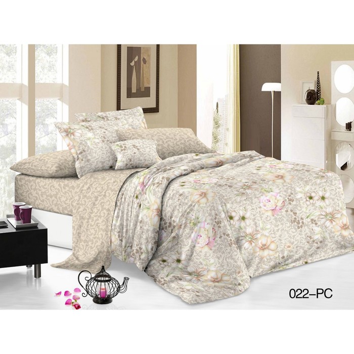 КПБ евро Pure cotton, 200х220 см, 220х240 см, 50х70 см-2 шт, 70х70 см-2 шт., поплин 31/022-PC   2973