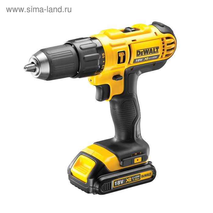 Аккум. дрель-шуруповерт уд. DeWalt DCD 776 S2, 18 В, 24/42 Нм, 0-450/1500об./мин, БЗП 13мм