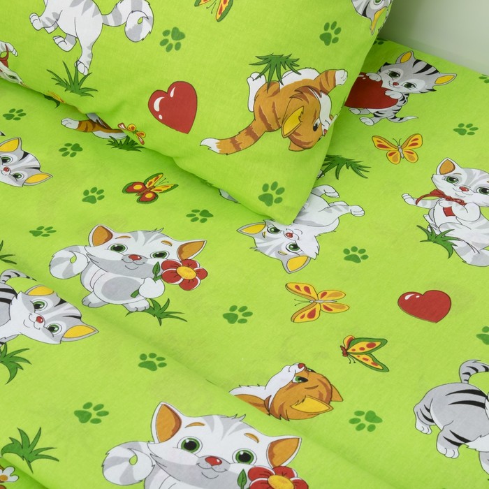 КПБ 1,5сп Мурзик-3226-1зел. 210х147 см, 210х150 см, 70х70 см, бязь 100% х/б