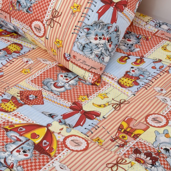 КПБ 1,5сп Малыши-4057-3 оранж. 210х147 см, 210х150 см,, 70х70 см,бязь 100%х/б