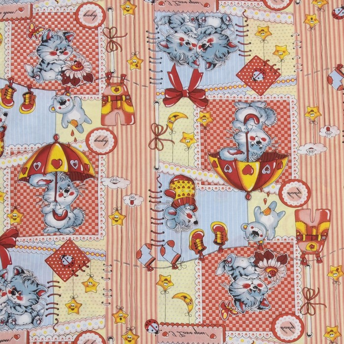 КПБ 1,5сп Малыши-4057-3 оранж. 210х147 см, 210х150 см,, 70х70 см,бязь 100%х/б