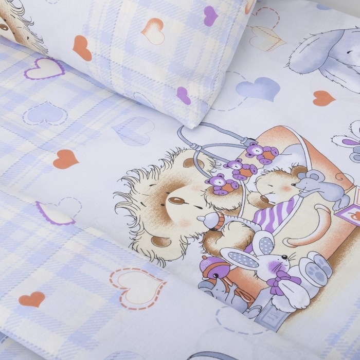 КПБ 1,5сп Мишка и друзья-7016-1 бел/гол.210х147 см, 210х150 см,, 70х70 см,бязь 100%х/б