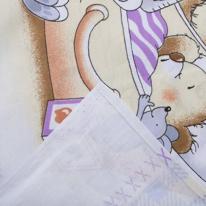 КПБ 1,5сп Мишка и друзья-7016-1 бел/гол.210х147 см, 210х150 см,, 70х70 см,бязь 100%х/б