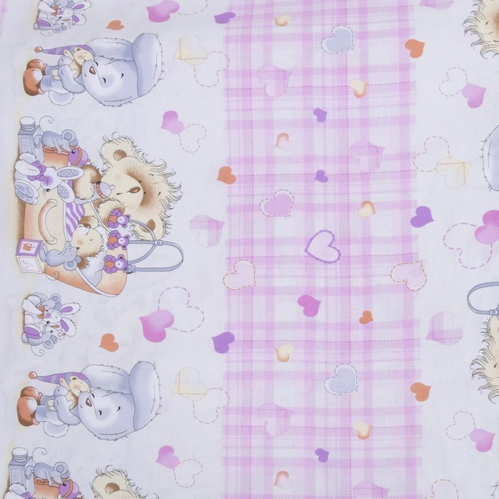 КПБ 1,5сп Мишка и друзья-7016-2 роз 210х147 см, 210х150 см,, 70х70 см,бязь 100%х/б