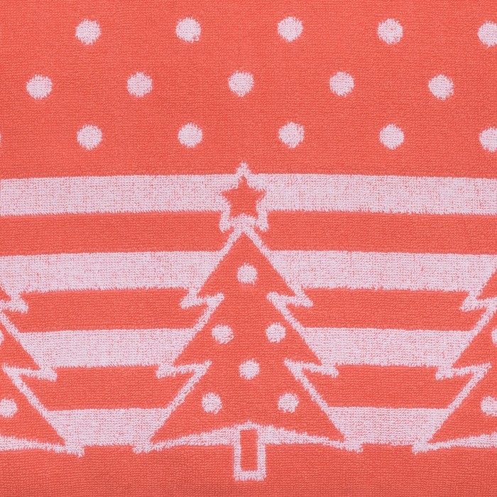 Полотенце махровое "Елочка" МХ42 70х140 см, коралл+отбелка 08, 420 г/м2,хлопок 100%