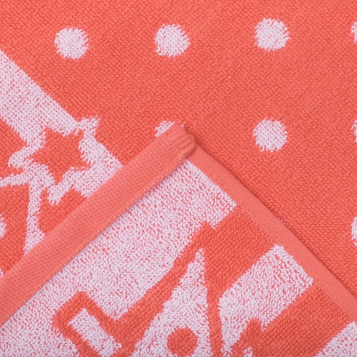 Полотенце махровое "Елочка" МХ42 70х140 см, коралл+отбелка 08, 420 г/м2,хлопок 100%