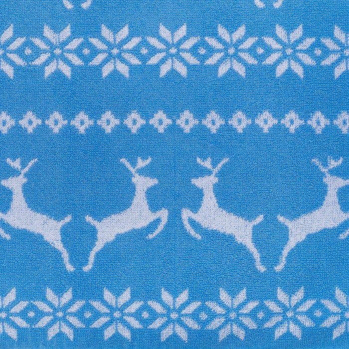 Полотенце махровое "Олени" 50х90см, голубой+отбелка , 420 г/м2,хлопок 100%