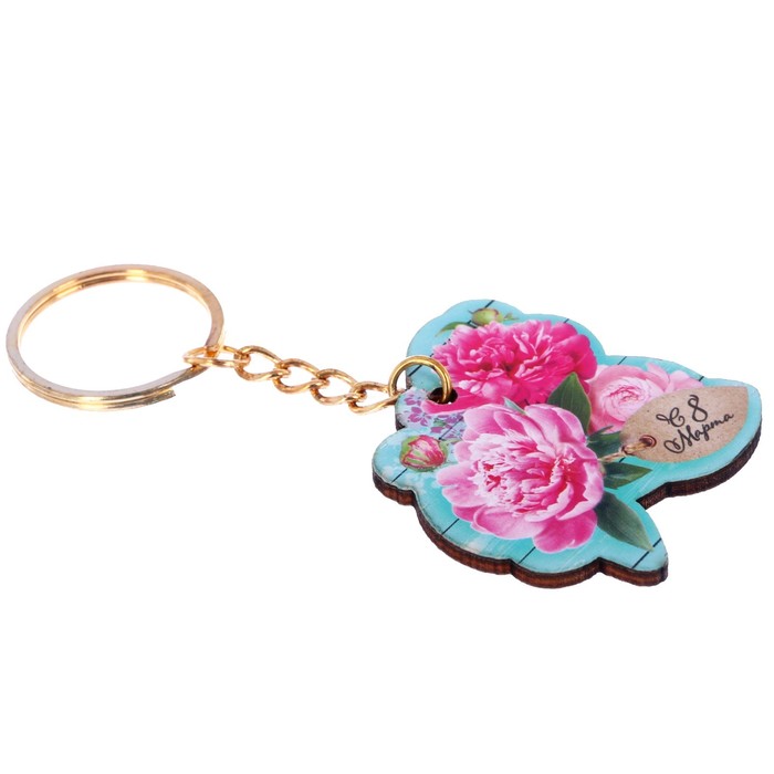 Брелок деревянный "С 8 Марта", 4,5 х 4,7 см