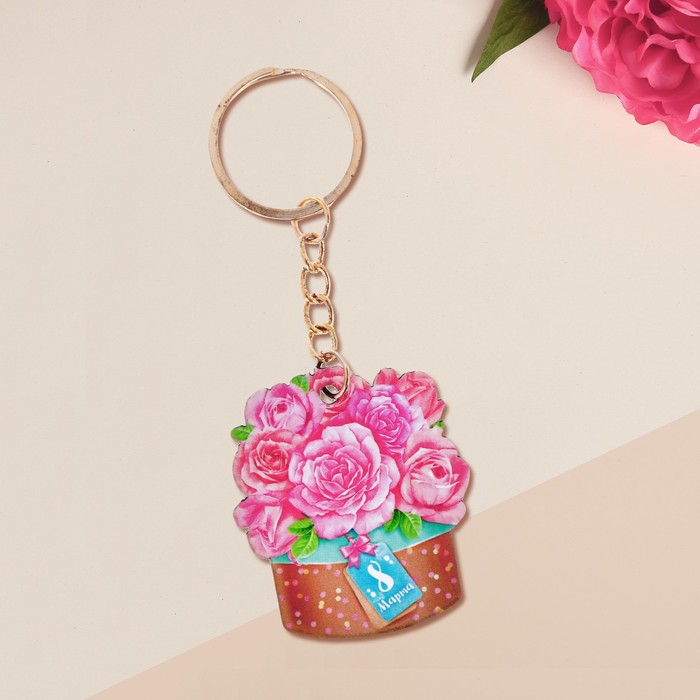 Брелок деревянный "8 Марта", 4,4 х 4,9 см